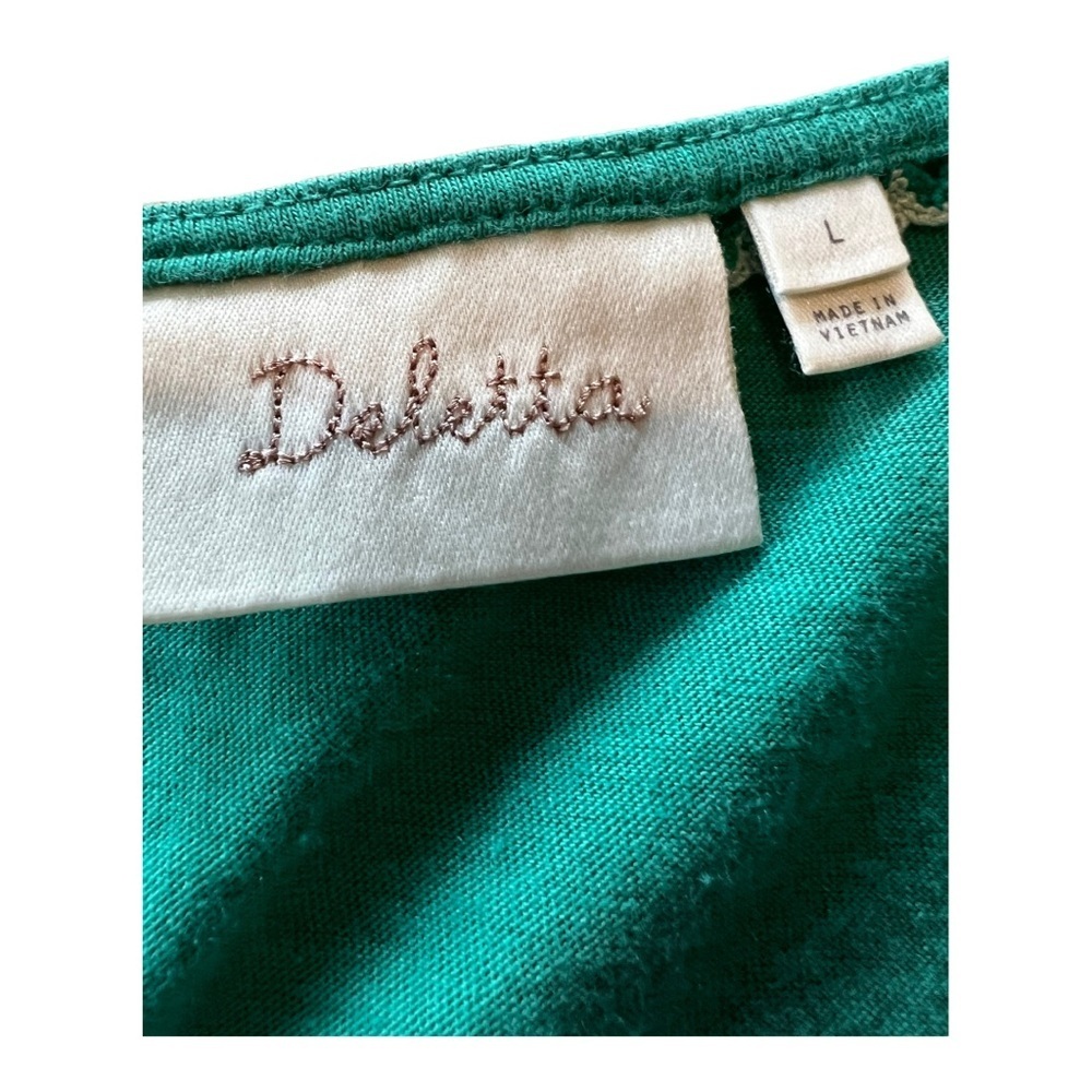 Deletta Anthropologie Top Womens Medium Geen Layered Mixed Media Sleeveless L - Picture 9 of 10